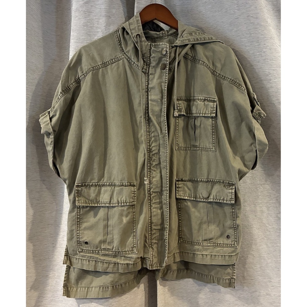 American Eagle Cargo Military Style Hoodie Full Zip Jacket Women’s XS Green